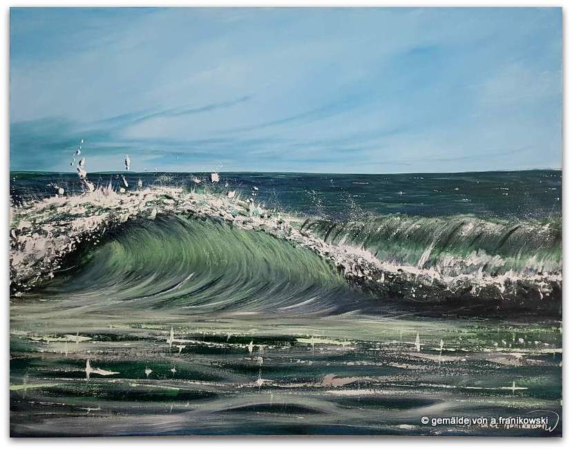 Meereslandschaft Wellenreiten in Acryl