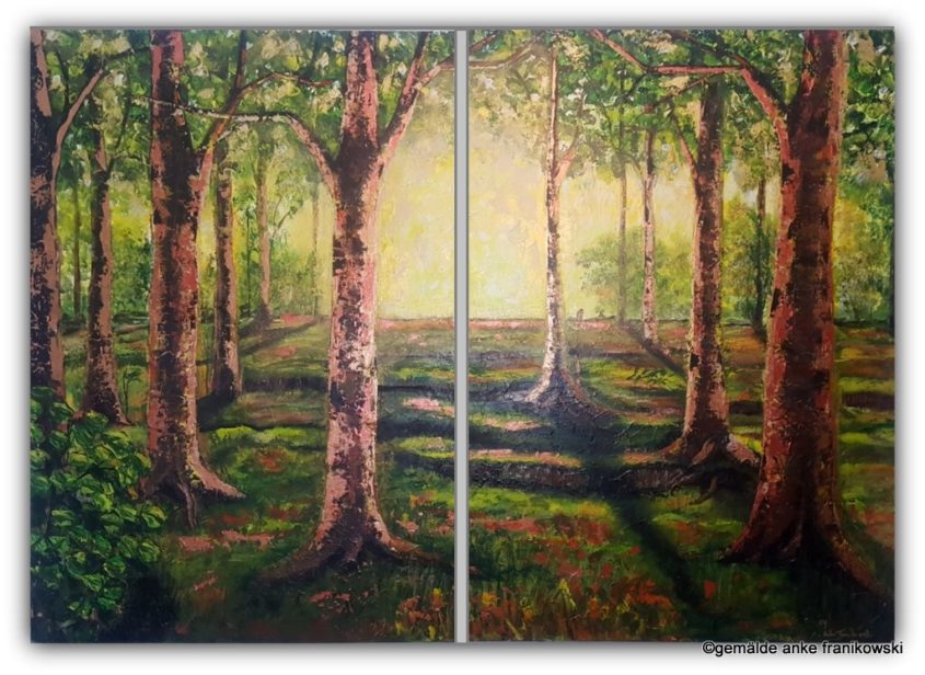 Waldbild Wald 2-teilig 140 x 100cm Öl & Acryl Gemälde kaufen