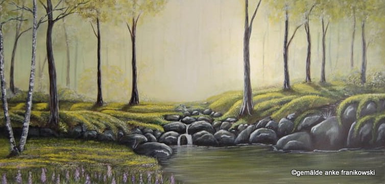 Wald im Morgengrauen Landschaftsmalerei Anke Franikowski