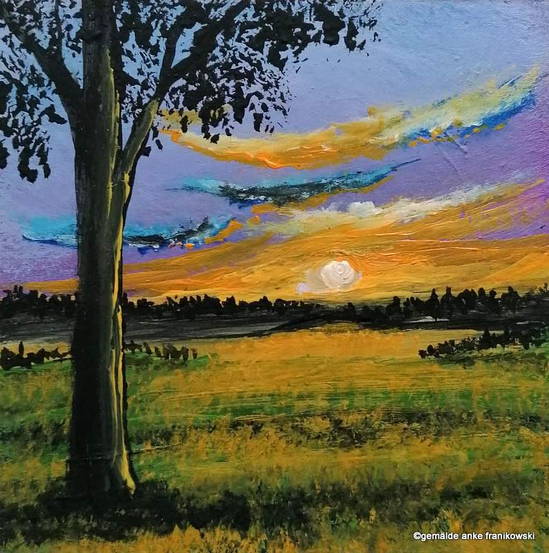 Sonnenuntergang am Kraftbaum, Gemälde kaufen von Anke Franikowski