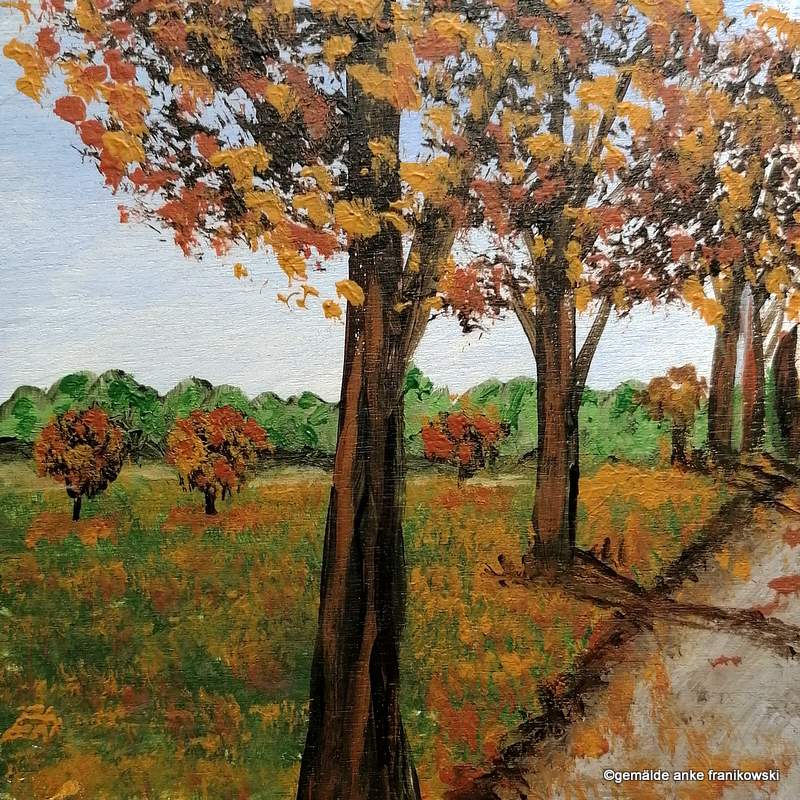 Acrylbild Bäume am Weg, Landschaftsmalerei kaufen von Anke Franikowski