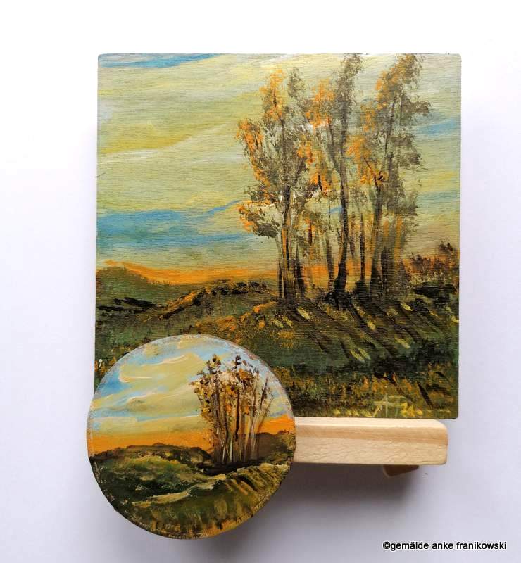Acrylbild Früher Herbst inkl Staffelei Landschaftsmalerei, Gemälde online kaufen, Anke Franikowski