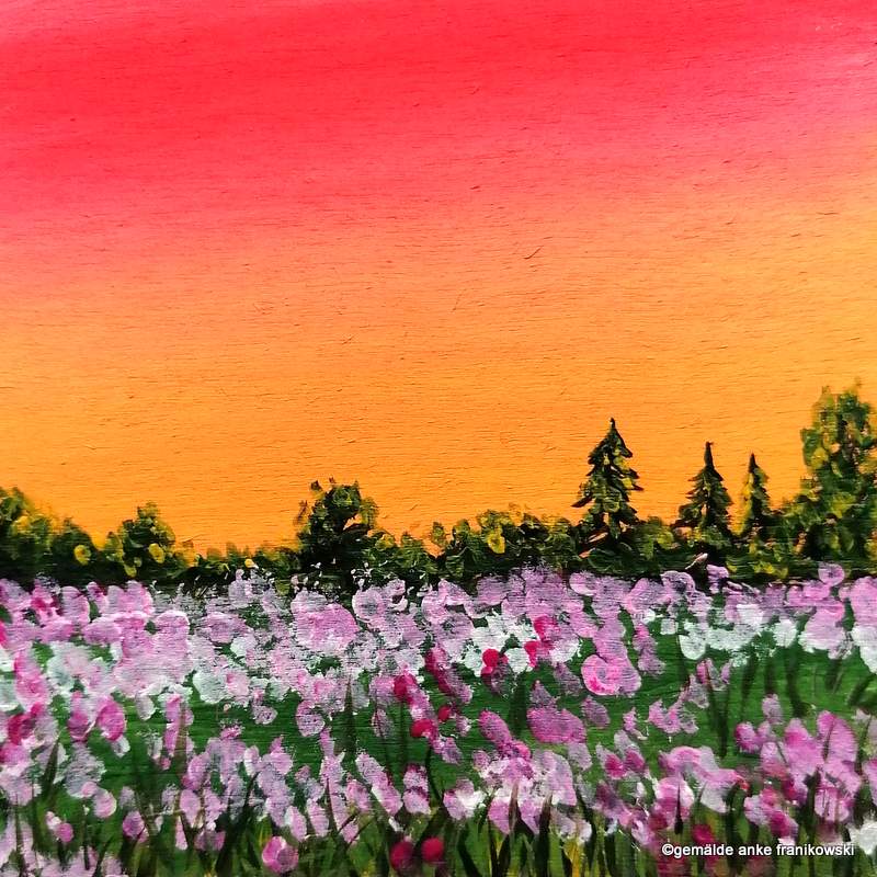 Acrylbild Landschaft mit Blumenwiese kaufen von Anke Franikowski