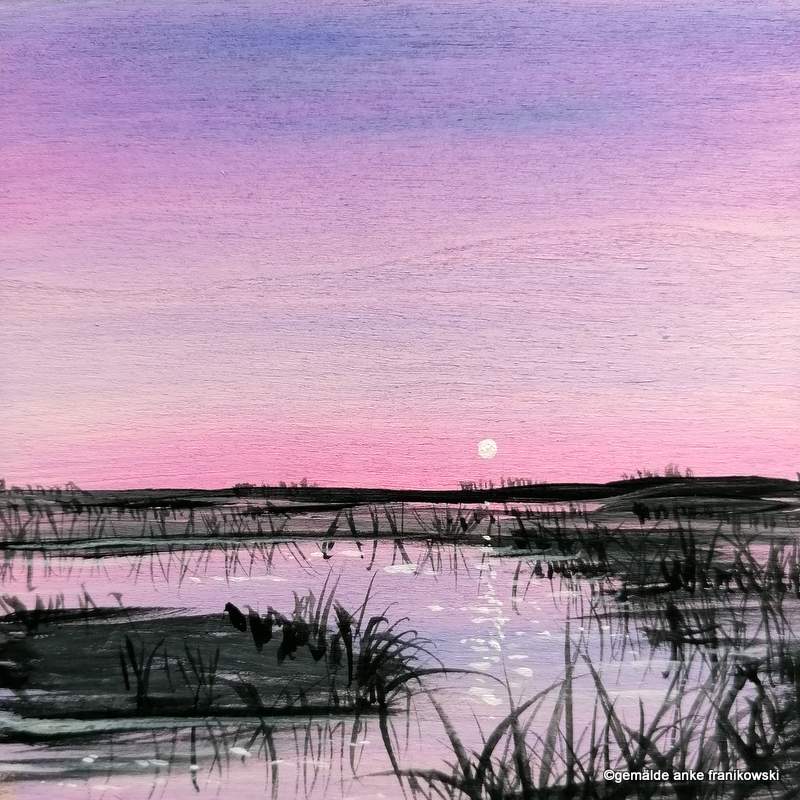 Acrylbild rosa Uferlandschaft kaufen von Anke Franikowski