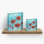 Mohnblumen und Blau Acrylblock von Anke Franikowski