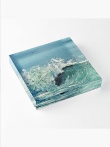 Welle Meereswelle gemalt von Anke Franikowski Acrylblock von Anke Franikowski