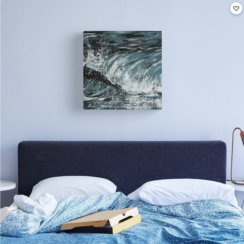 Meereswelle gemalt auf Holz Leinwanddruck von Anke Franikowski